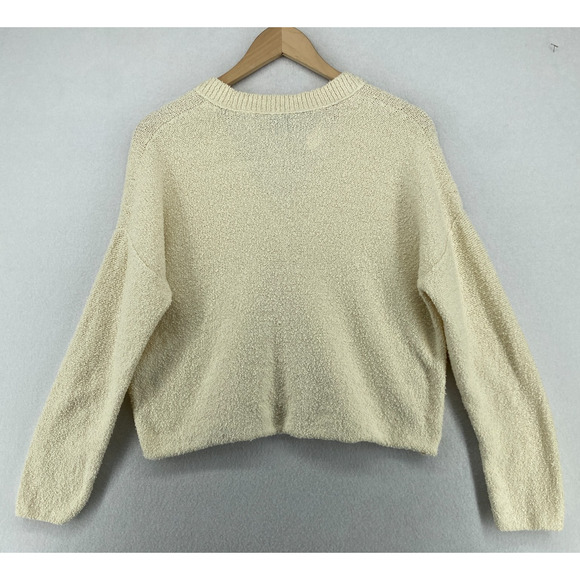 EILEEN FISHER Sweater S Organic Cotton Boucle Boxy Cardigan Button Up Off White - Picture 3 of 12